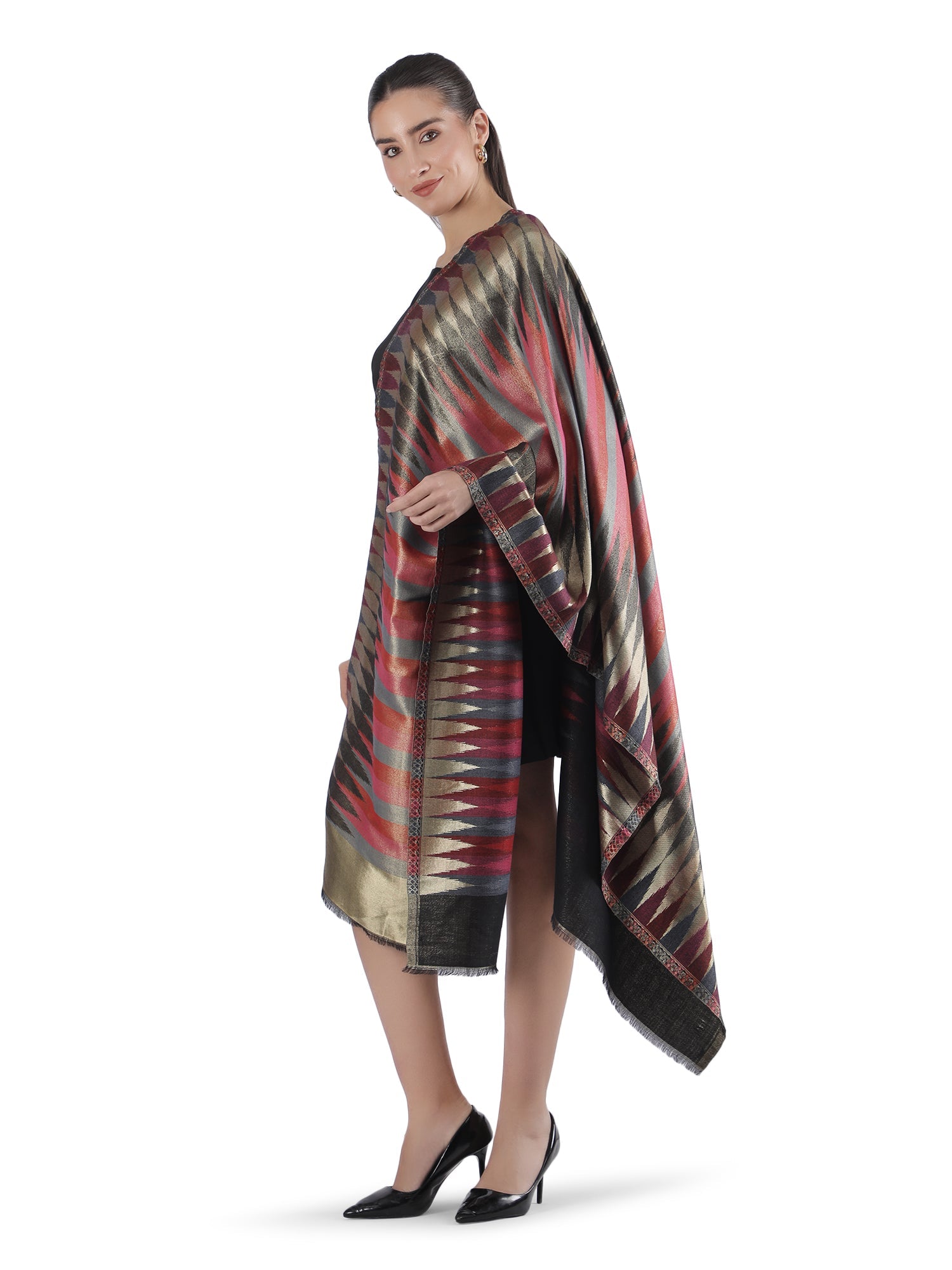 Multicolor Zari Leheriya Stole - Reversible- 412