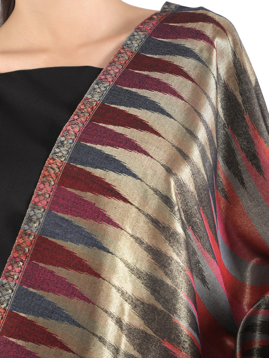Multicolor Zari Leheriya Stole - Reversible- 412