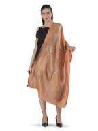 Orange Moonlight Zari Tree 100% Fine Wool Stole - 411