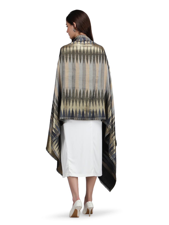 Balck Zari Leheriya Stole - Reversible- 365
