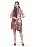 Mughal Border Zari Reversible Shawl  - Navy Blue- 130