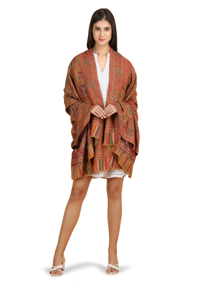 Mughal Darbar Modal Wool Stole - Mustard- 307