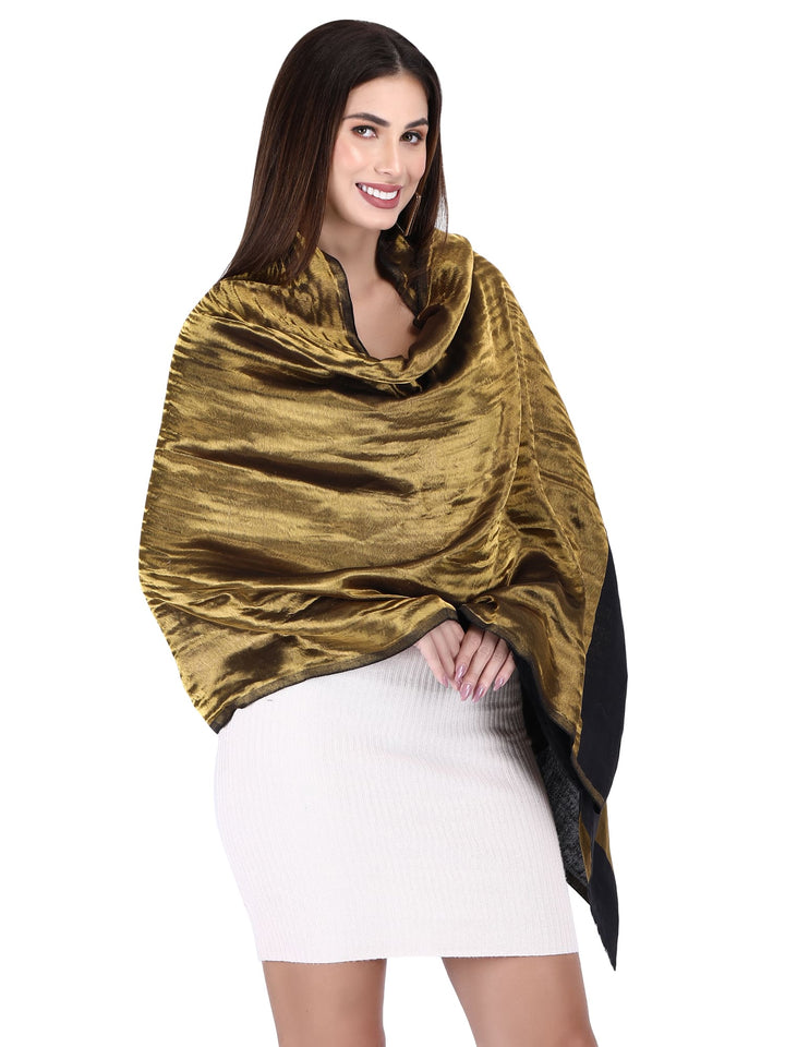 Him/Her Black Zari Reversible 100% Fine Wool Stole