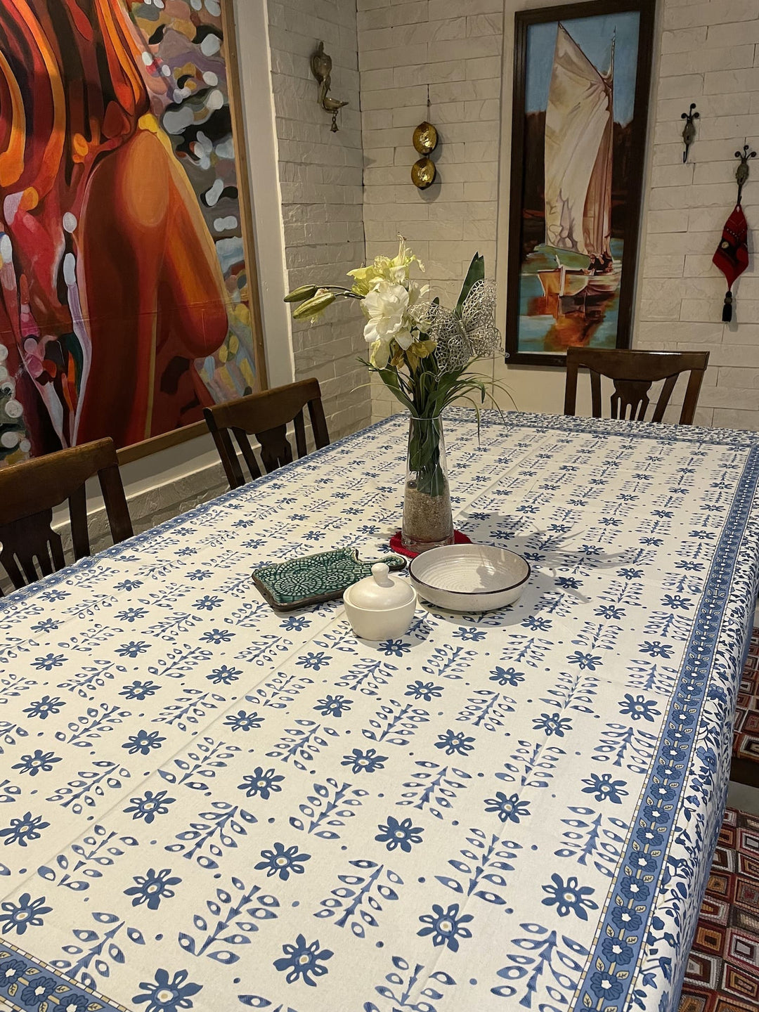 Parijat 6 Seater 100% Cotton Table Cover(60 x 90 inches)