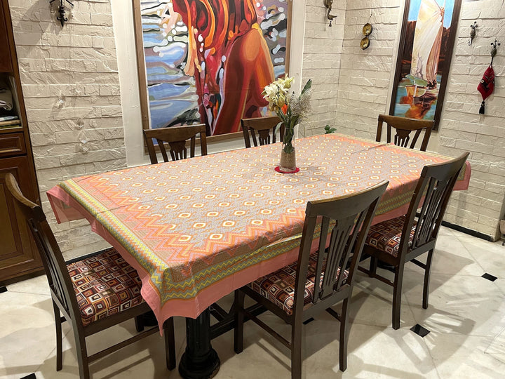 Tarang 100% Cotton 6 Seater Table Cover(60 x 90 inches)