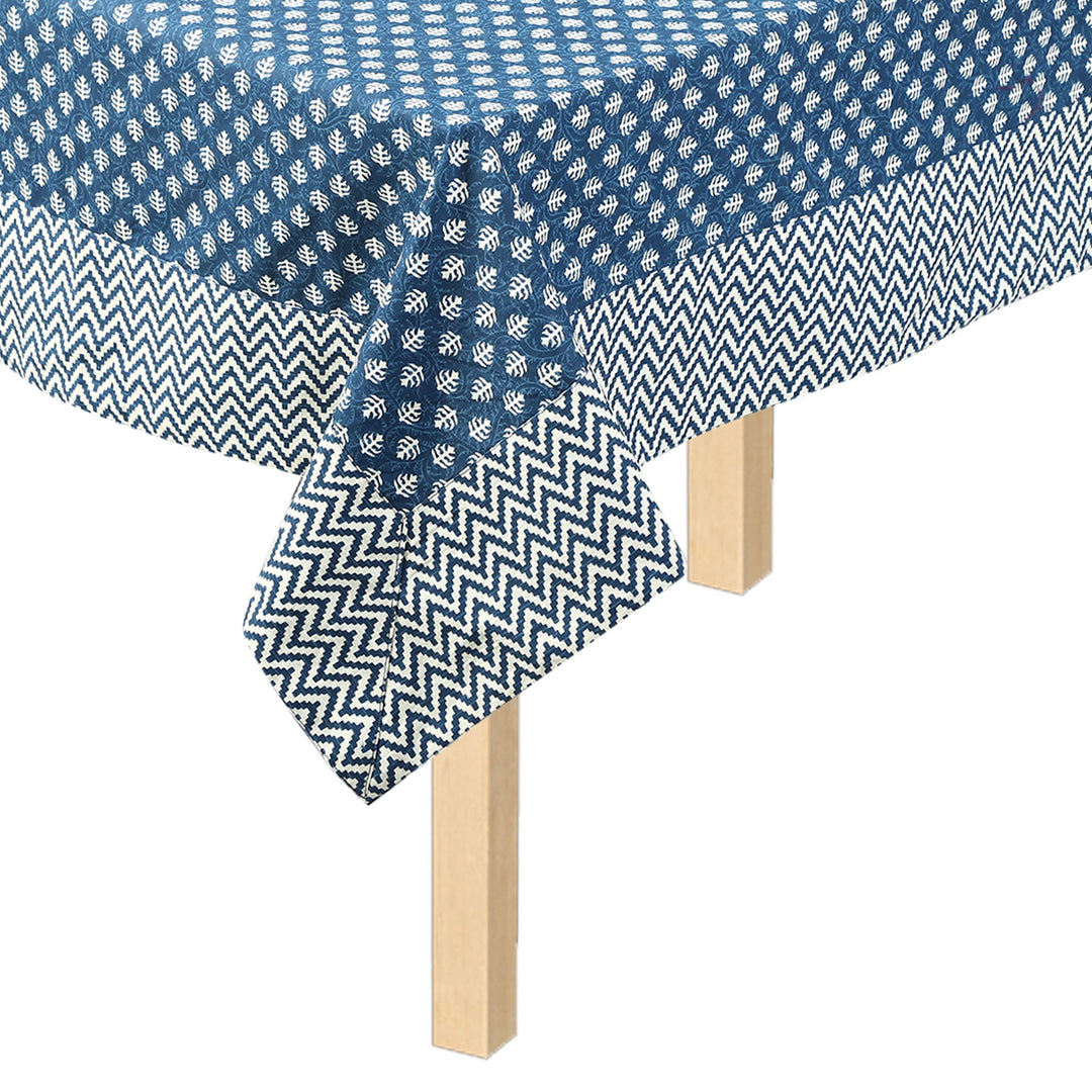 Blue Mogra Motif 100% Cotton Seater Table Cover