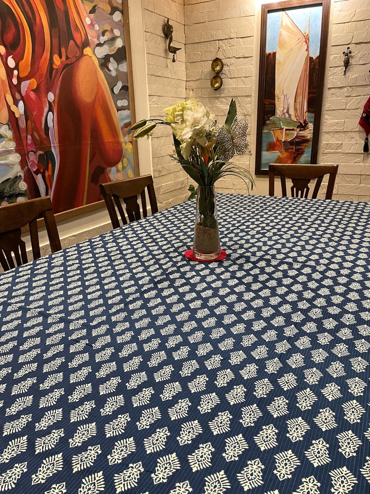 Blue Mogra Motif 100% Cotton Seater Table Cover