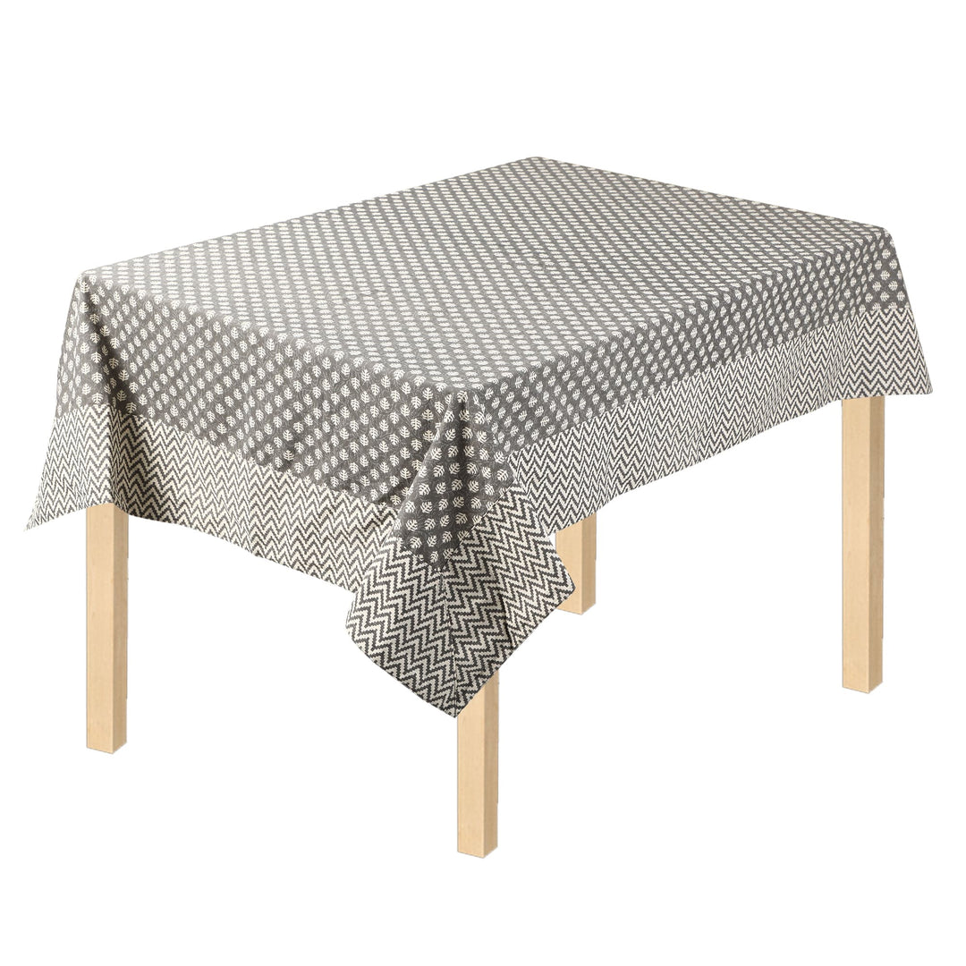 Grey Mogra Motif 100% Cotton Seater Table Cover