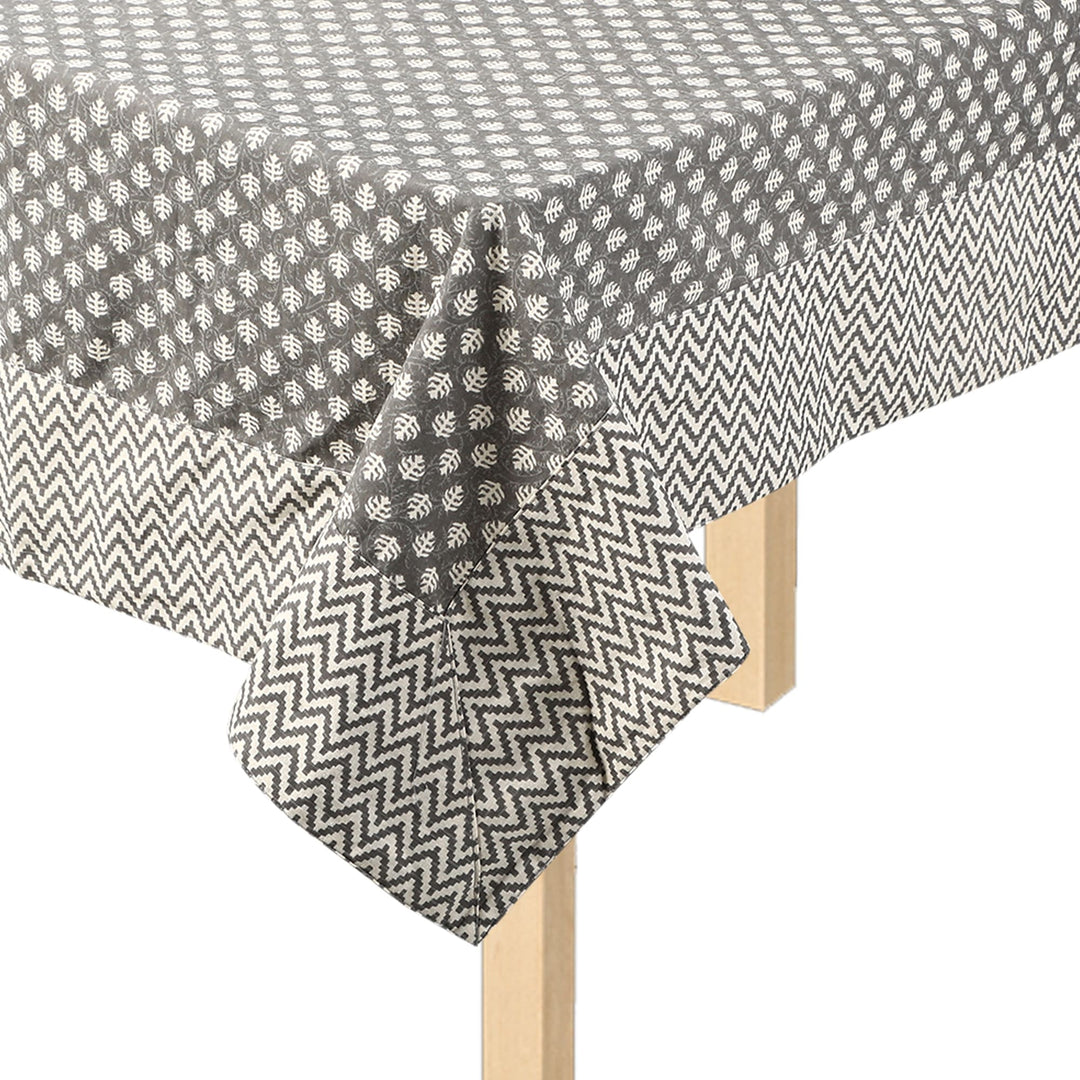 Grey Mogra Motif 100% Cotton Square Table Cover