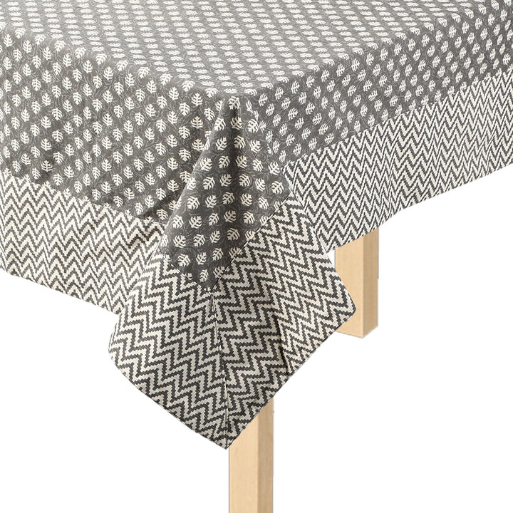 Grey Mogra Motif 100% Cotton Seater Table Cover