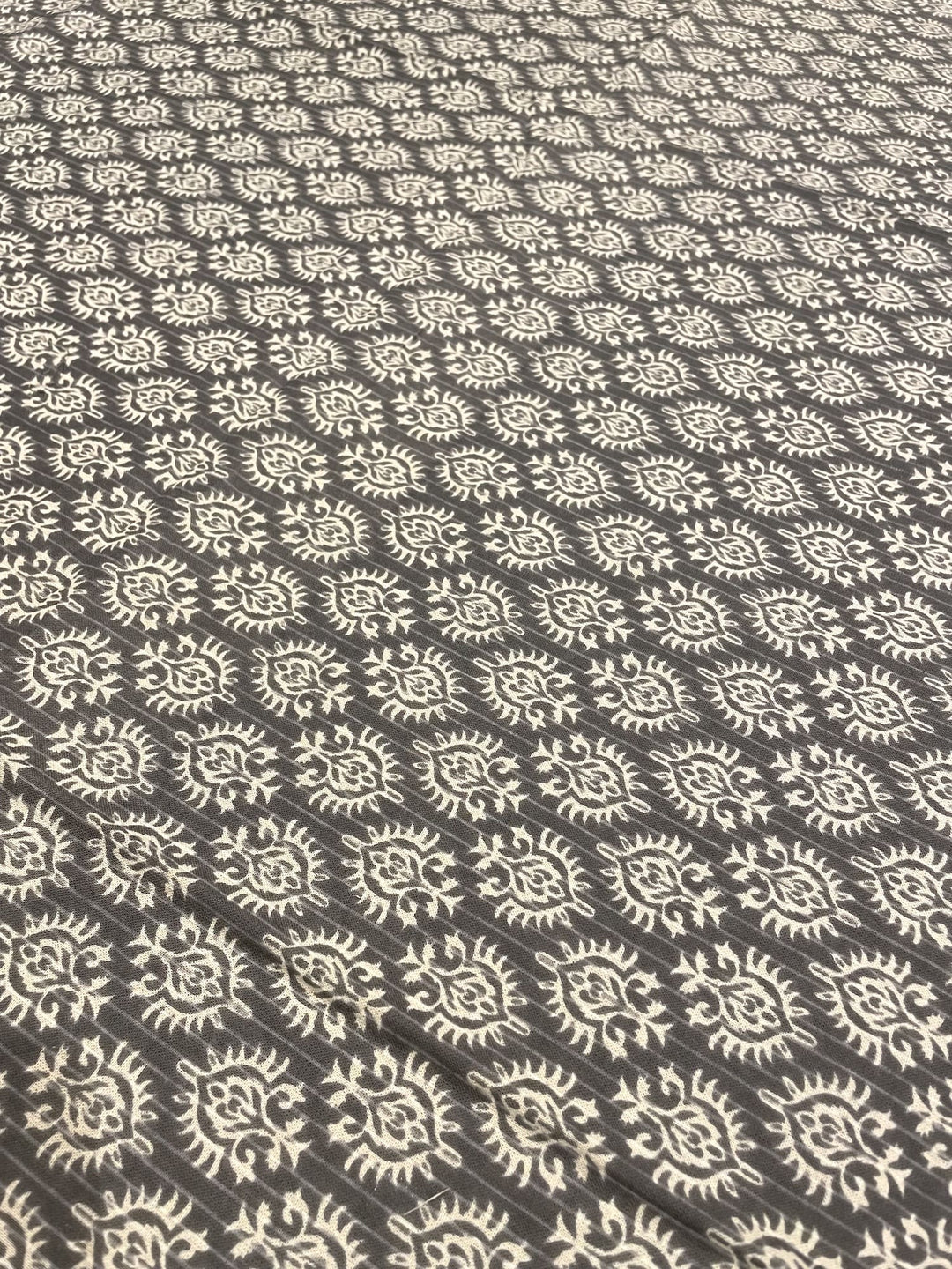 Grey Mogra Motif 100% Cotton Square Table Cover