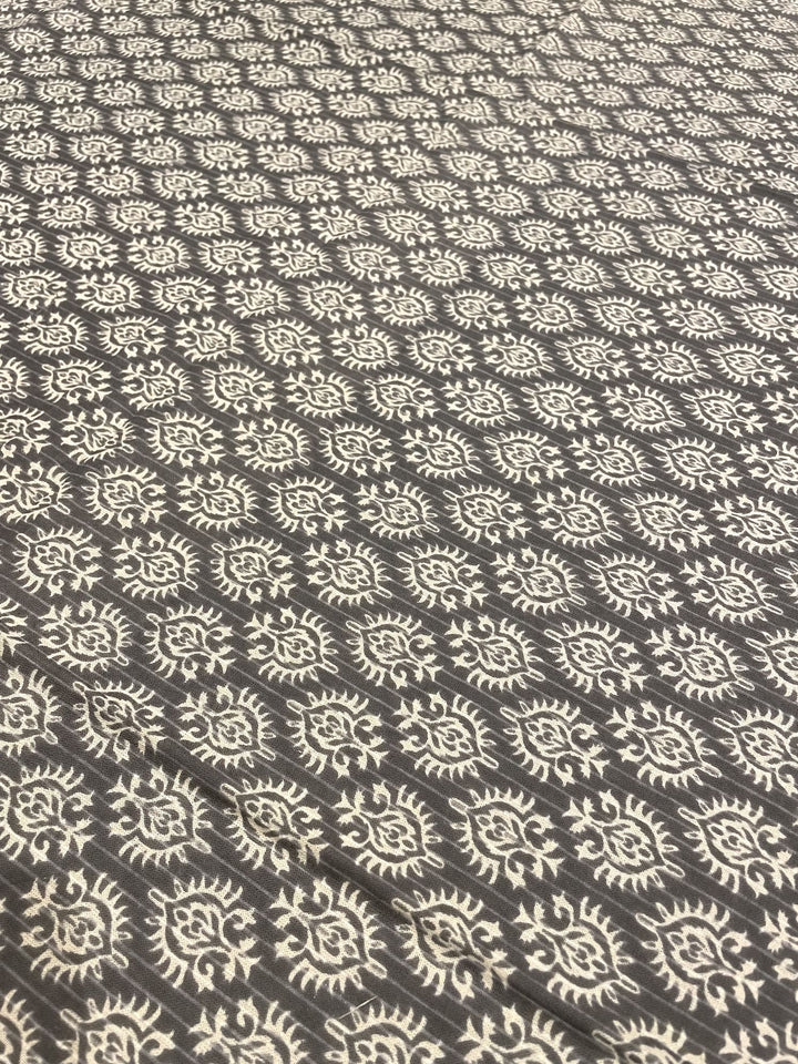 Grey Mogra Motif 100% Cotton Seater Table Cover