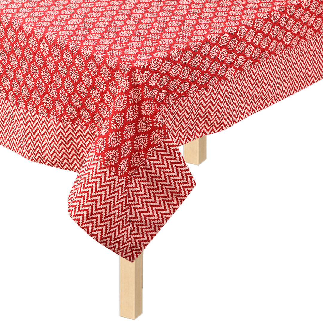 Red Surya Ashoka 100% Cotton Table Cover