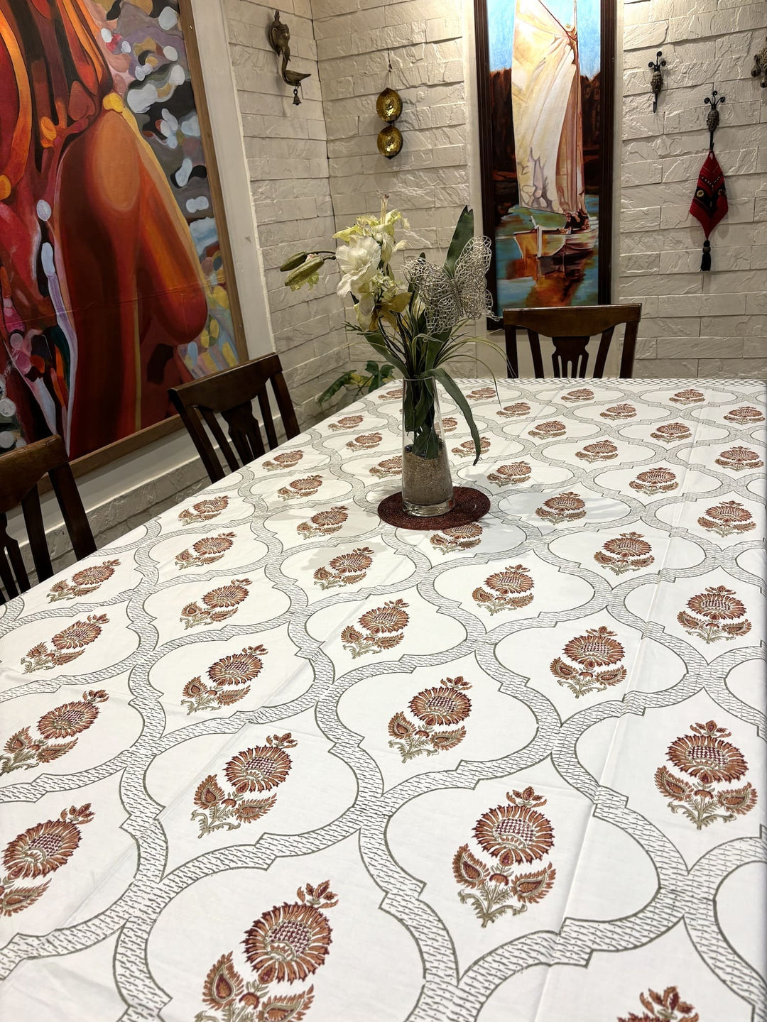 Gulzar 100% Cotton Seater Table Cover - Ashoka Kamal