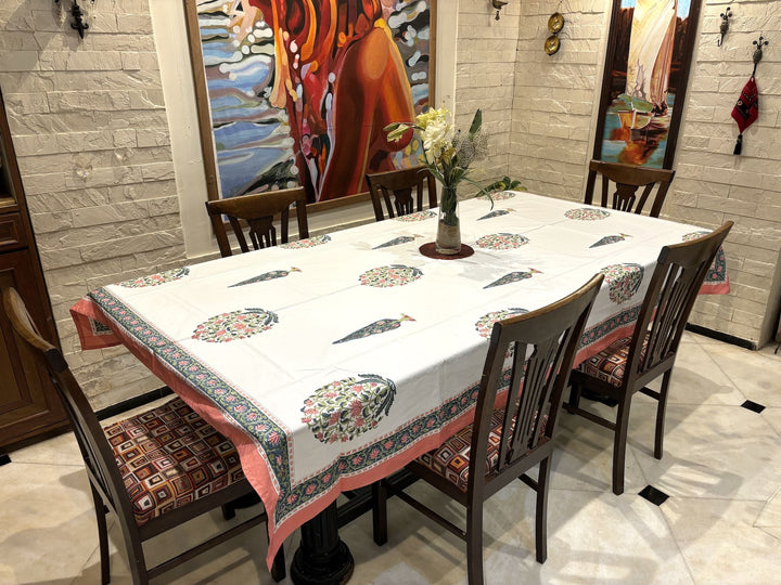 Gulzar 100% Cotton Seater Table Cover - Chandini