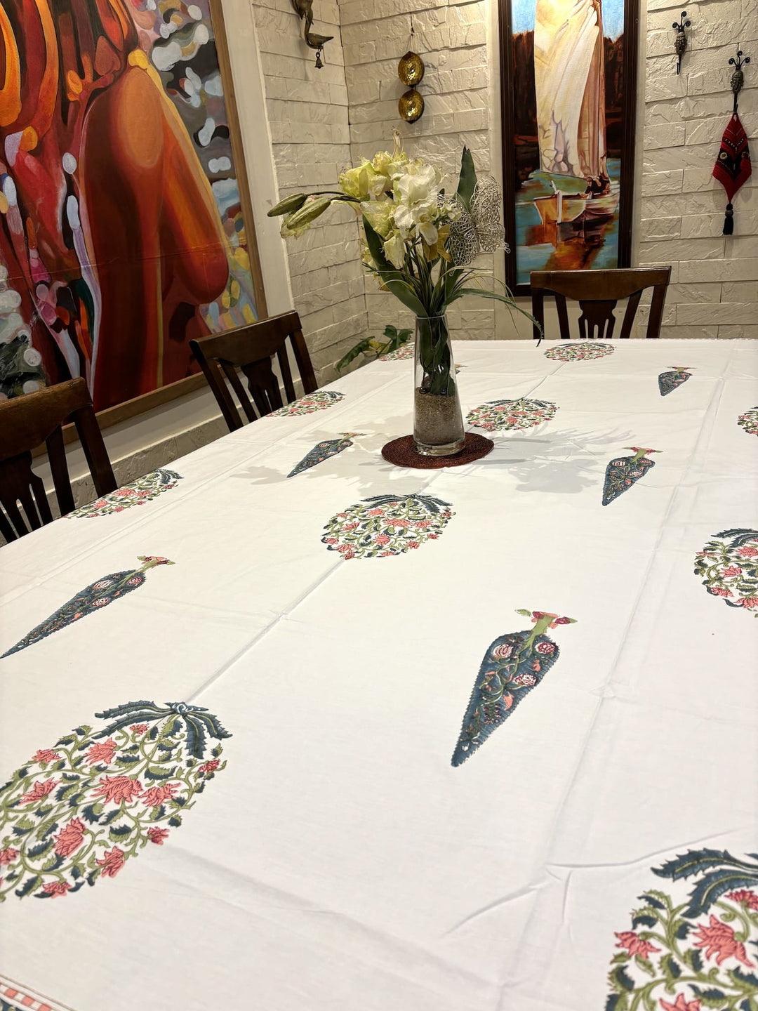 Gulzar 100% Cotton Seater Table Cover - Chandini