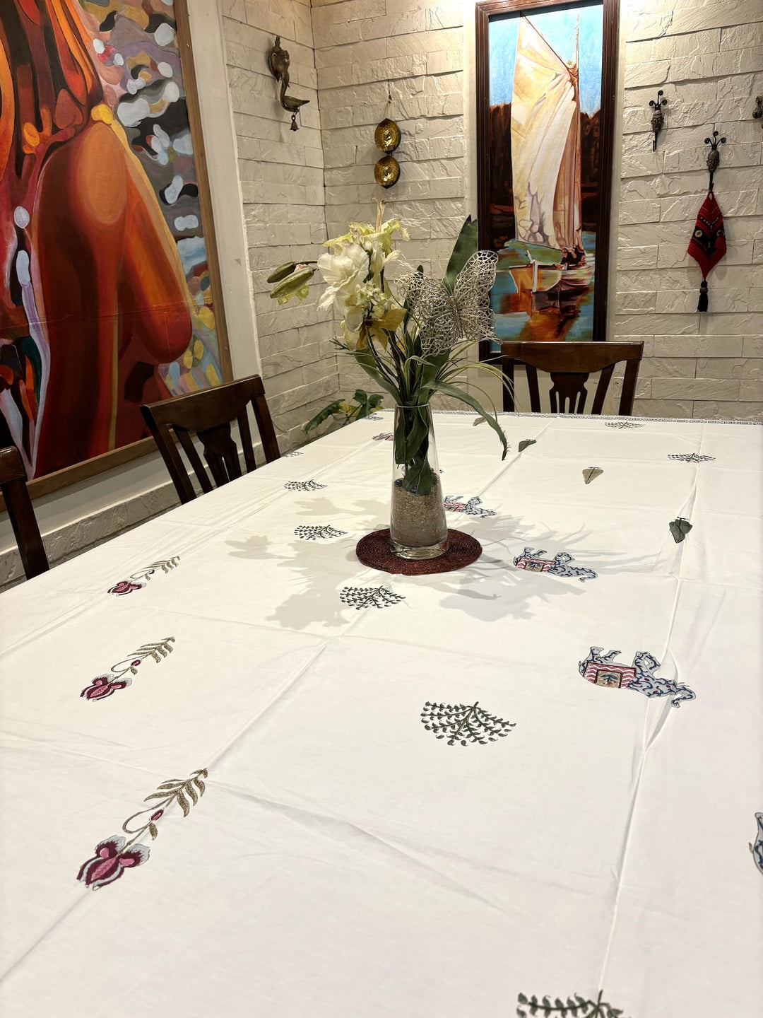 Gulzar 100% Cotton Seater Table Cover - Palm