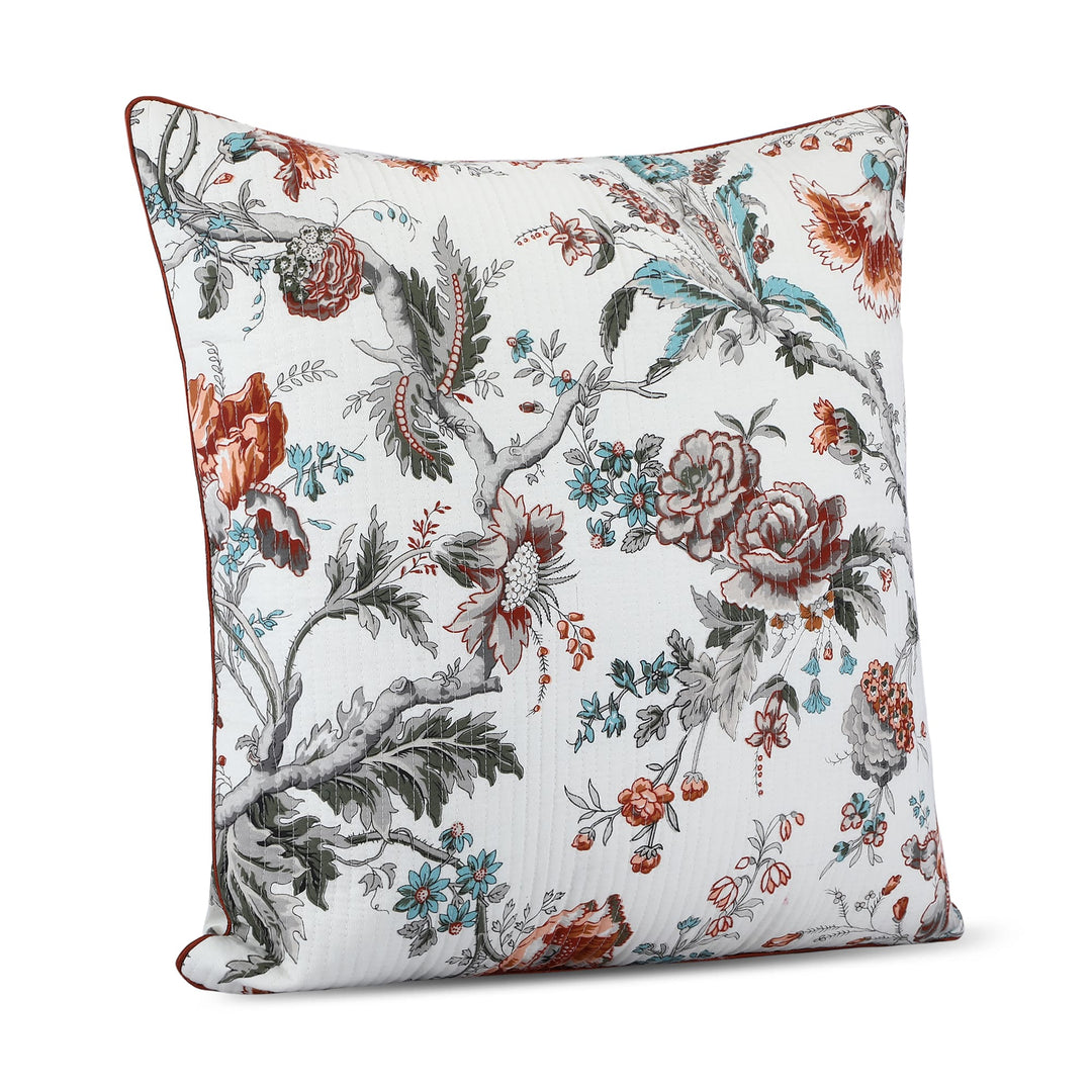 Quilted Floral 100% Cotton Cushion Covers - Set of 2 pcs- 130 (24 X 24 Inches)