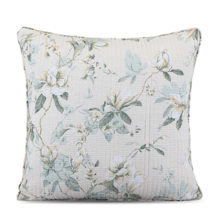 Quilted Floral 100% Cotton Cushion Cover -136 ( 16 X 16 Inches)