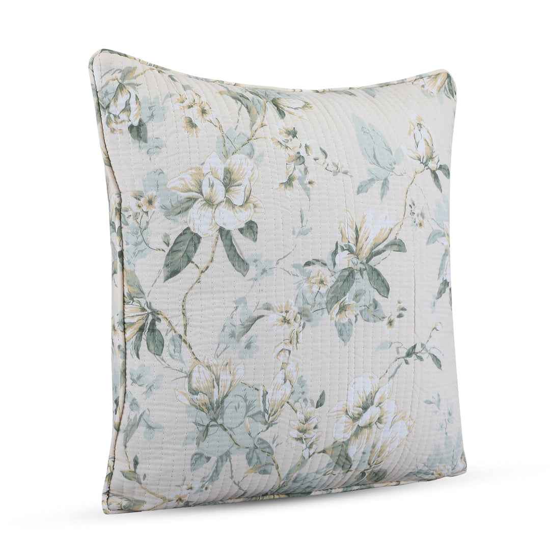 Quilted Floral 100% Cotton Cushion Cover -136 ( 16 X 16 Inches)