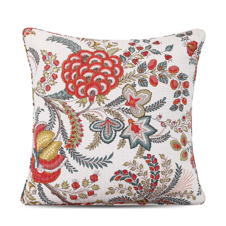 Quilted Ajrakh 100% Cotton Cushion Cover- 137 (16 X 16 Inches)