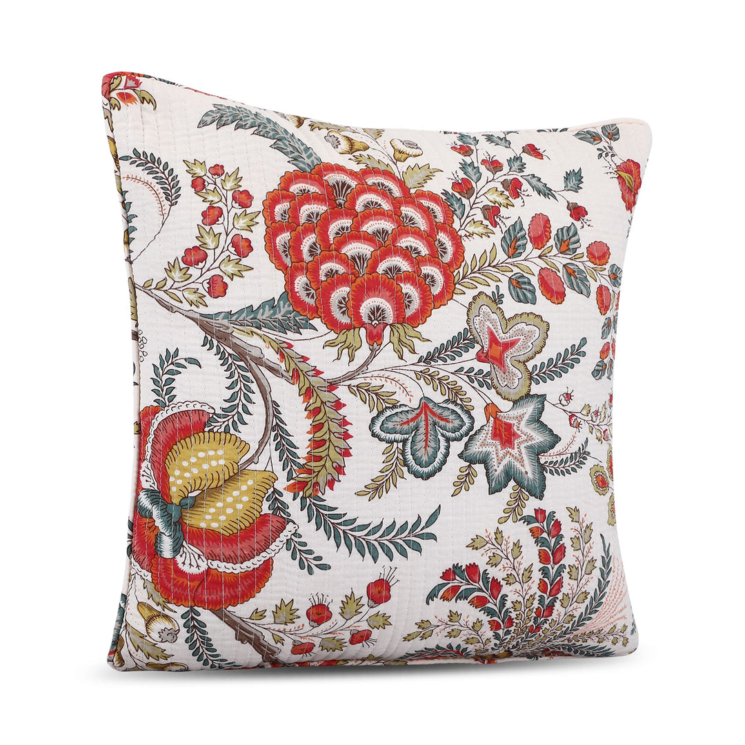 Quilted Ajrakh 100% Cotton Cushion Cover- 137 (16 X 16 Inches)