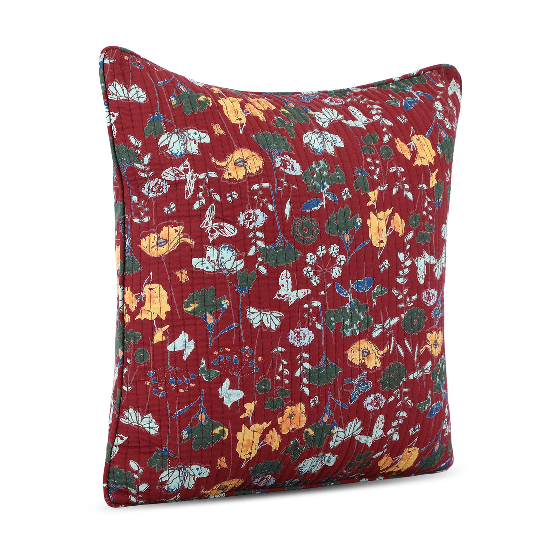 Quilted Floral 100% Cotton Cushion Covers -  138 (16 X 16 Inches)