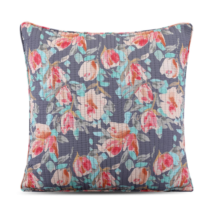 Quilted Floral 100% Cotton Cushion Covers - 141 (16 X 16 Inches)