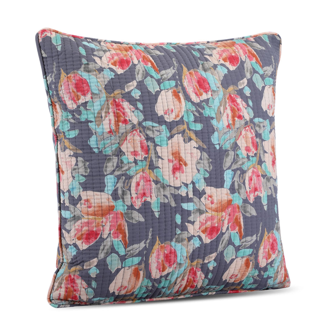 Quilted Floral 100% Cotton Cushion Covers - 141 (16 X 16 Inches)