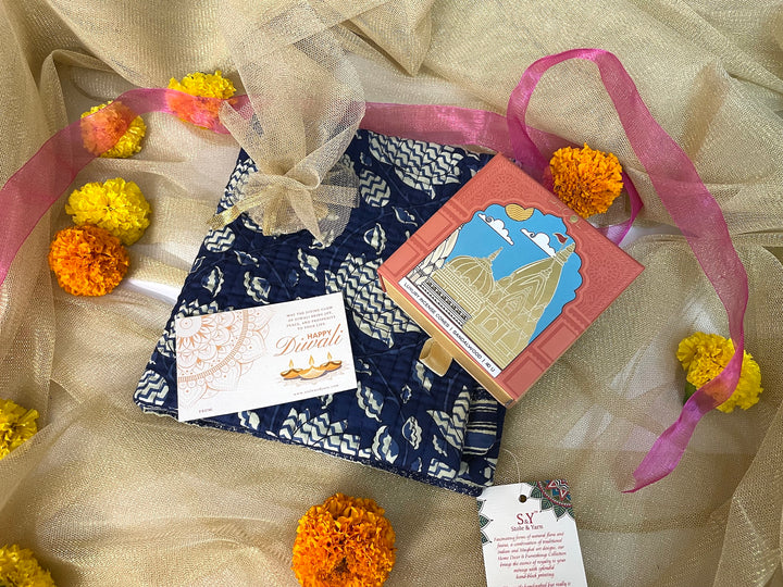 Diwali Hamper - Cushion Cover, Brass Diya, Phool Incense Cone-135