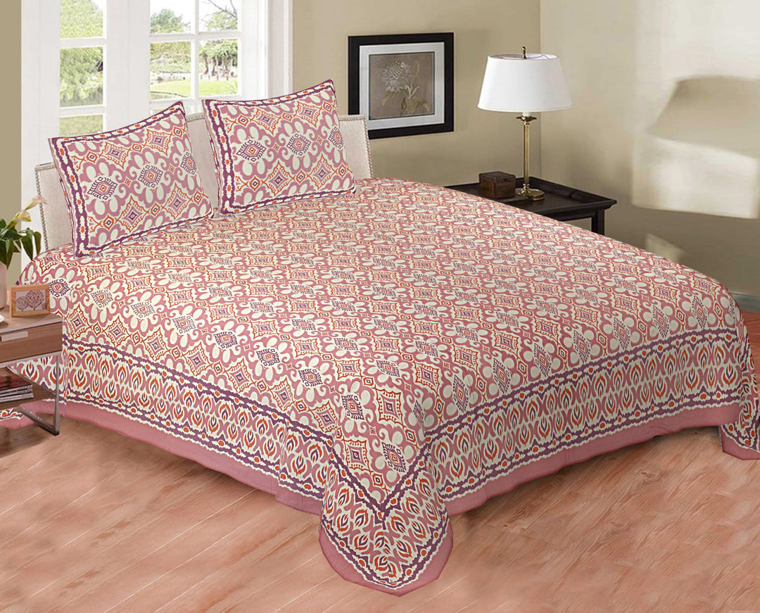 100% Cotton Ikat King Size Bedsheet - 124