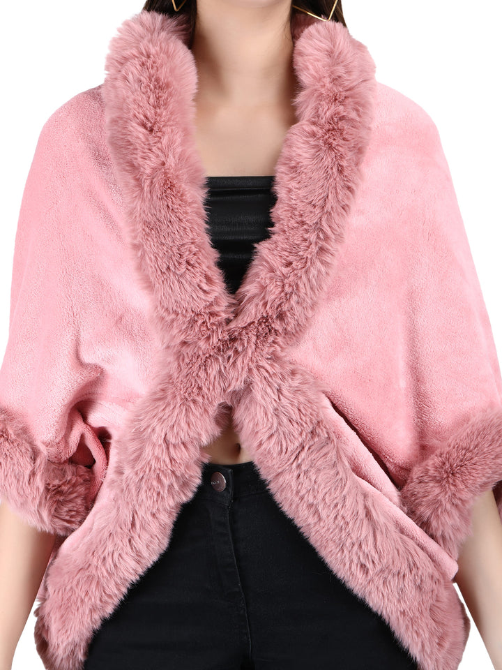 Faux Fur Jacket style Poncho-113