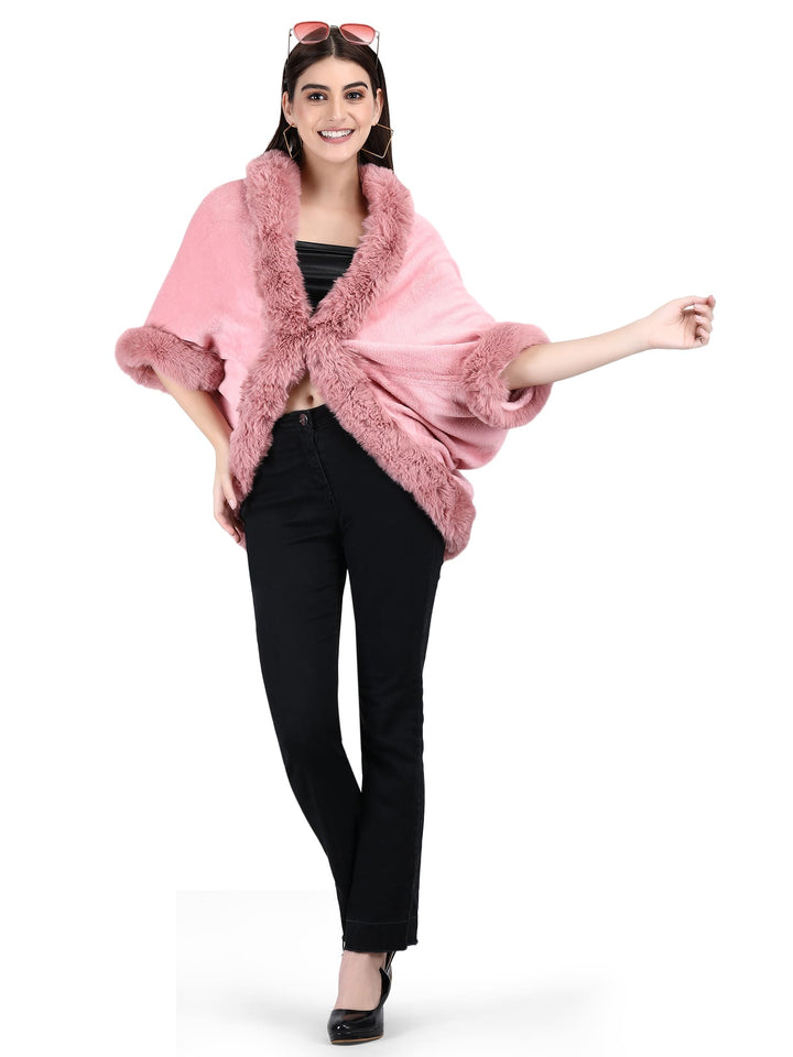 Faux Fur Jacket style Poncho-113