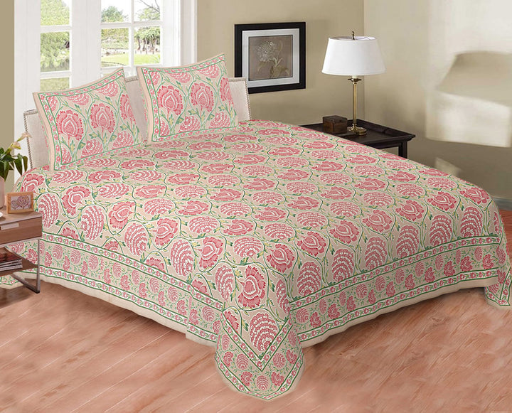 100% Cotton Floral Queen Size Bedsheet - 102