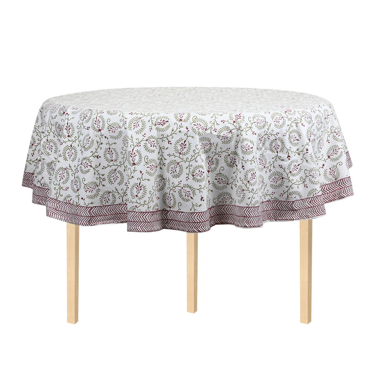 Mughal Trellis 100% Cotton Round Table Cover - 60/72 inches