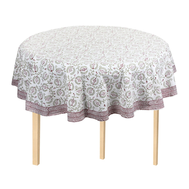 Mughal Trellis 100% Cotton Round Table Cover - 60/72 inches