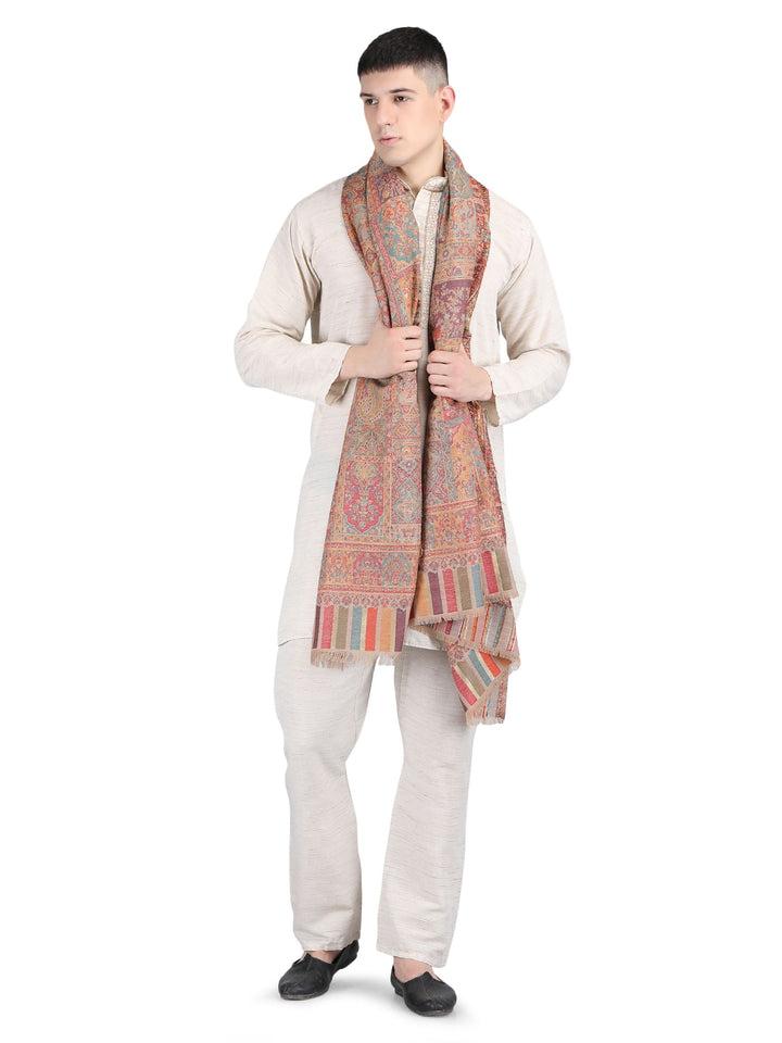 Mughal Darbar Modal Wool Shawl- 121- Beige