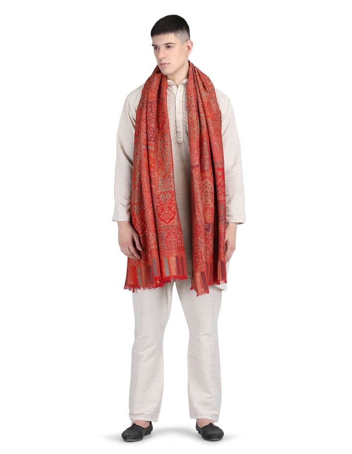 Mughal Darbar Modal Wool Shawl- 122 - Red