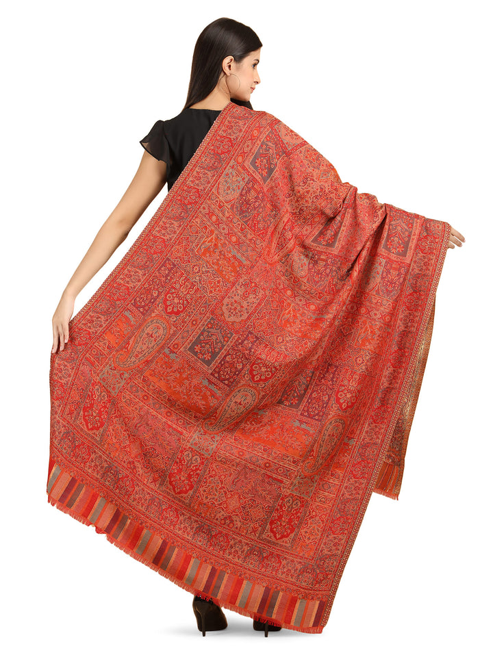 Mughal Darbar Modal Wool Shawl- 122 - Red