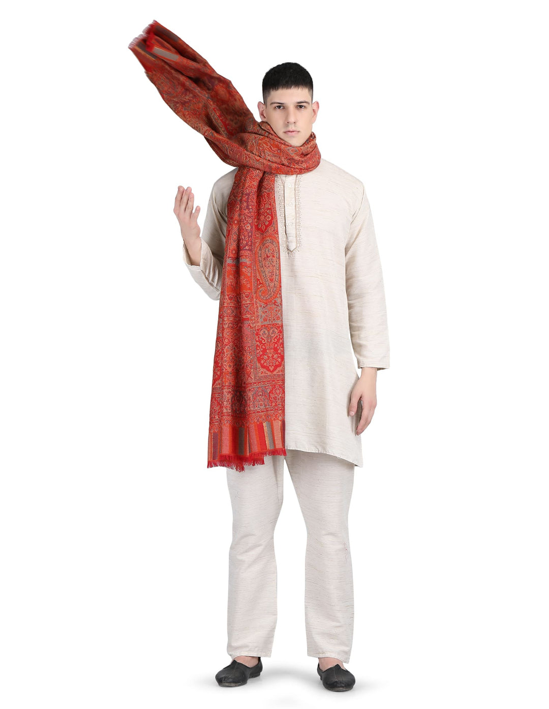 Mughal Darbar Modal Wool Shawl- 122 - Red