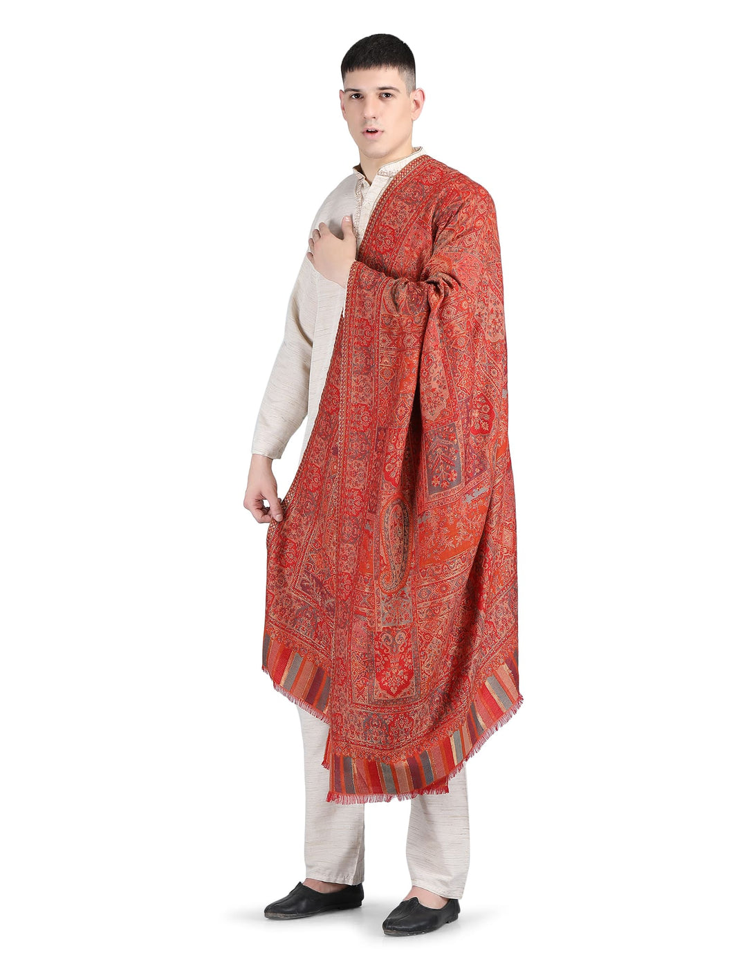 Mughal Darbar Modal Wool Shawl- 122 - Red