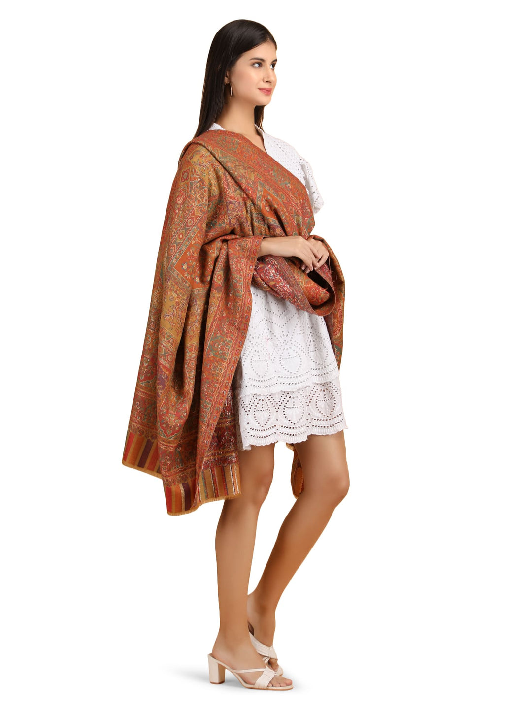 Mughal Darbar Modal Wool Shawl- 124 - Mustard