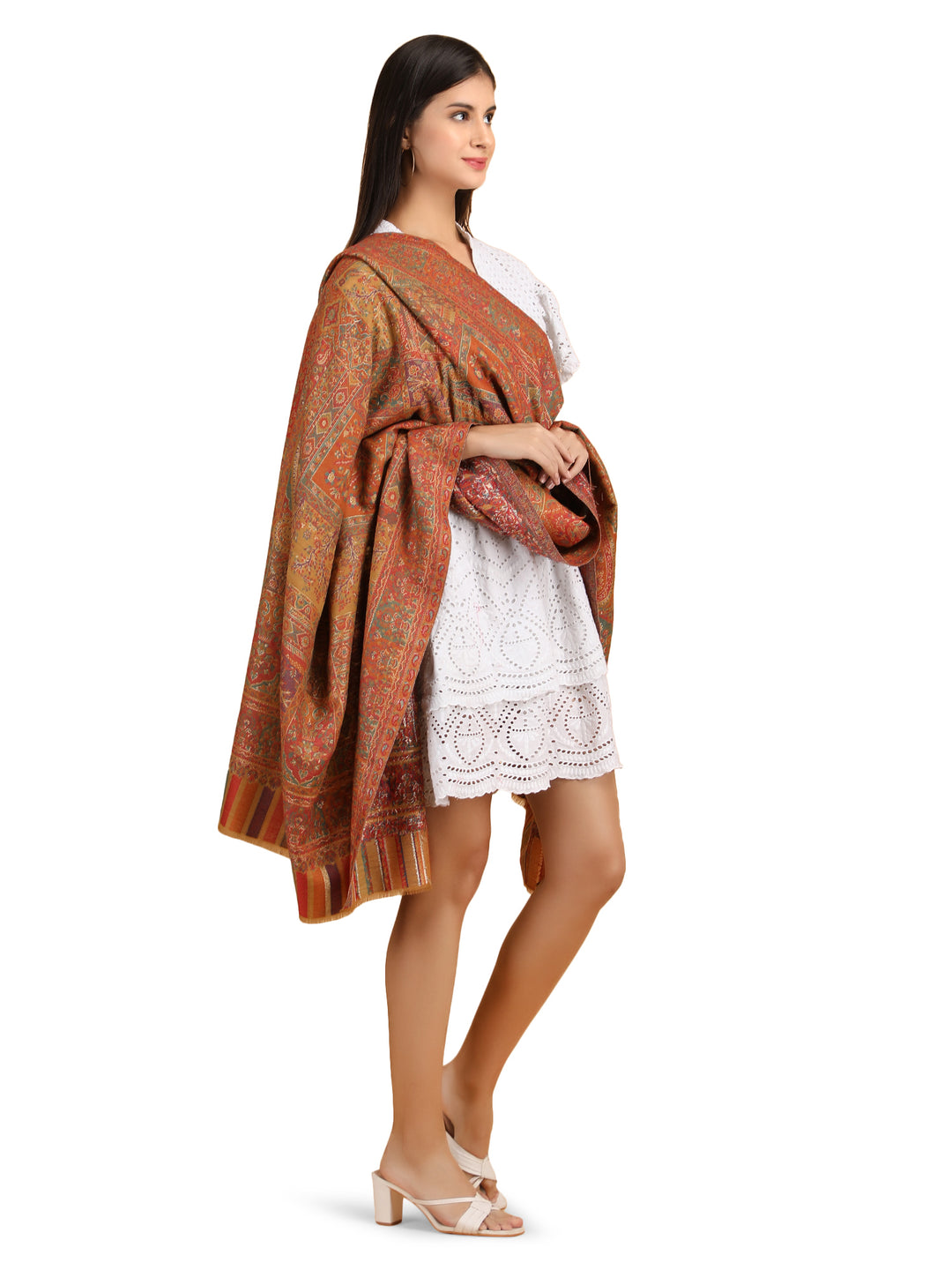 Mughal Darbar Modal Wool Stole - Mustard- 307
