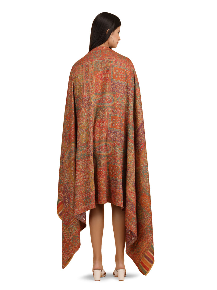Mughal Darbar Modal Wool Stole - Mustard- 307