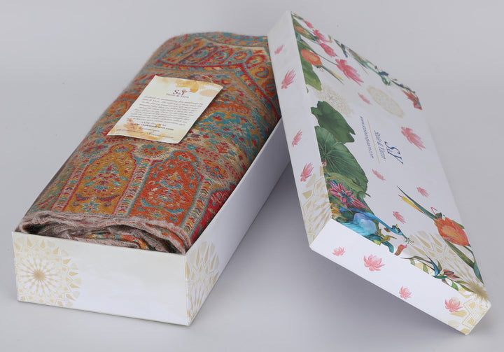 Meher Zari 100% Fine Wool Reversible Shawl - Mustard - 131