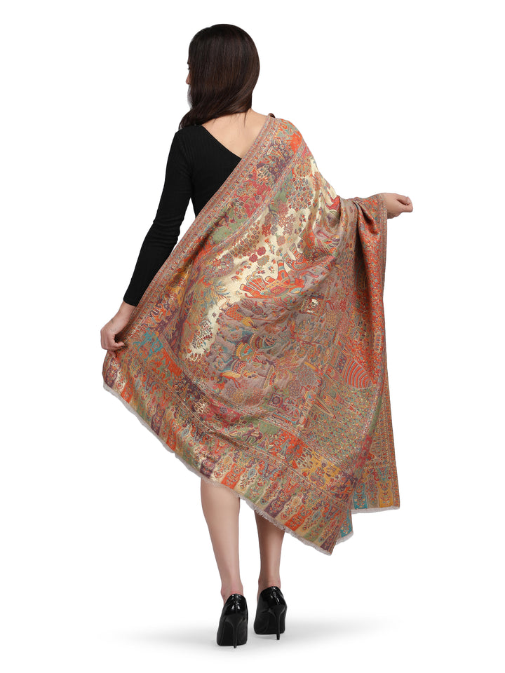 Meher Zari 100% Fine Wool Reversible Shawl - Mustard - 131