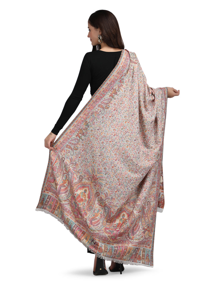 White Paisely Kani Modal Wool Shawl - 132