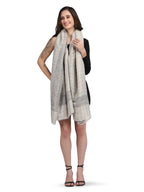 Ivory Zari Checks 100% Fine Wool Reversible Shawl- 133