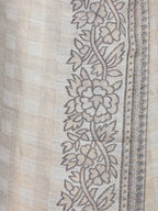 Ivory Zari Checks 100% Fine Wool Reversible Shawl- 133