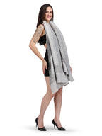 Light Grey Zari Checks Reversible Shawl- 134